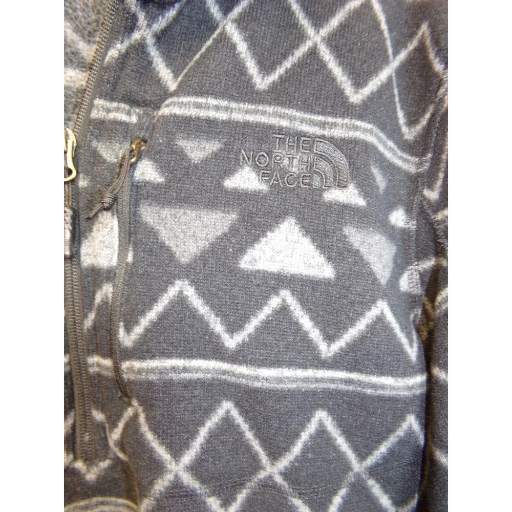 The North Face Mens Quarter Zip Pullover Fleece Aztec‎ Design Black Gray Size L